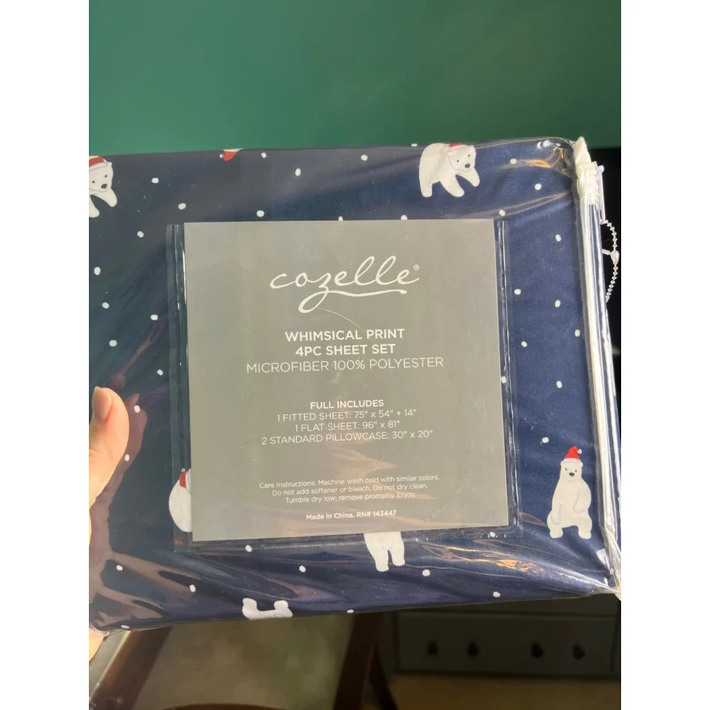 Cozelle Whimsical Polar Bear Print 4-Piece Sheet Set Full Size Microfiber NWT
